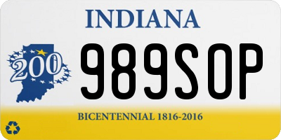 IN license plate 989SOP