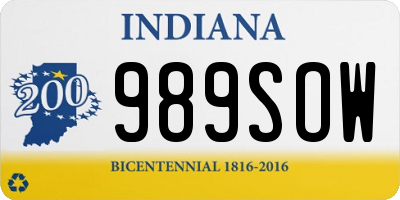 IN license plate 989SOW