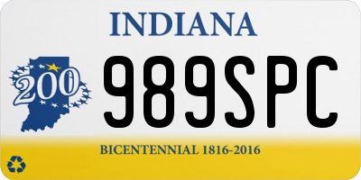 IN license plate 989SPC