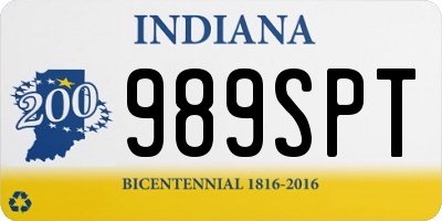 IN license plate 989SPT