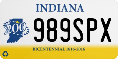 IN license plate 989SPX