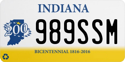 IN license plate 989SSM