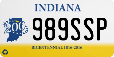 IN license plate 989SSP