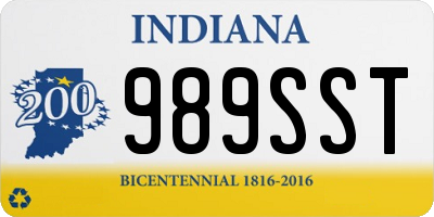 IN license plate 989SST
