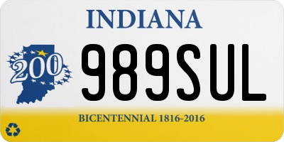 IN license plate 989SUL