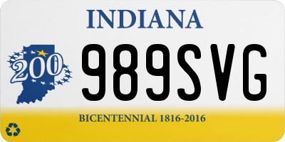 IN license plate 989SVG