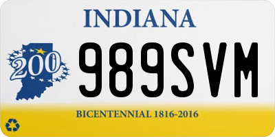 IN license plate 989SVM