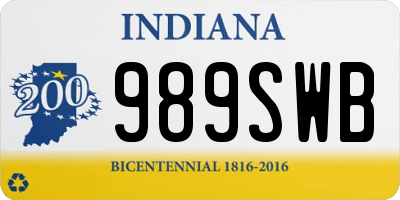 IN license plate 989SWB