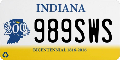 IN license plate 989SWS