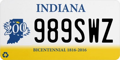 IN license plate 989SWZ