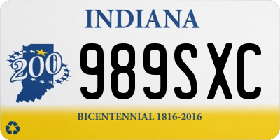 IN license plate 989SXC