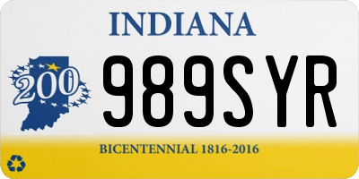 IN license plate 989SYR