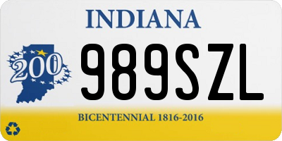 IN license plate 989SZL