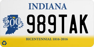 IN license plate 989TAK