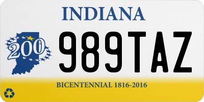 IN license plate 989TAZ