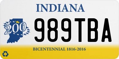 IN license plate 989TBA