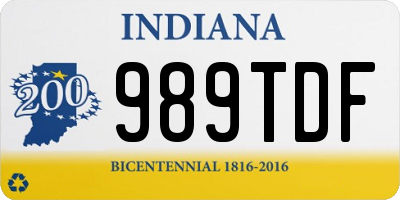 IN license plate 989TDF