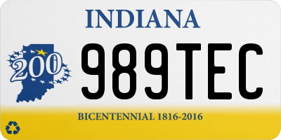 IN license plate 989TEC