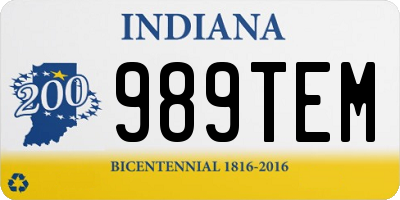 IN license plate 989TEM