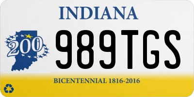 IN license plate 989TGS