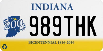 IN license plate 989THK