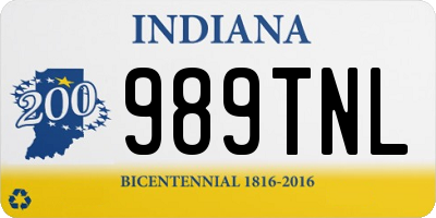 IN license plate 989TNL