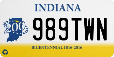 IN license plate 989TWN