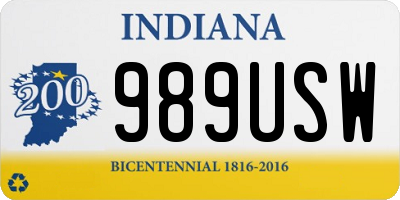IN license plate 989USW