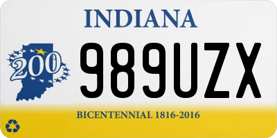 IN license plate 989UZX