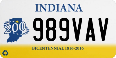 IN license plate 989VAV