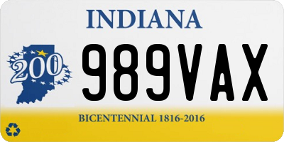 IN license plate 989VAX