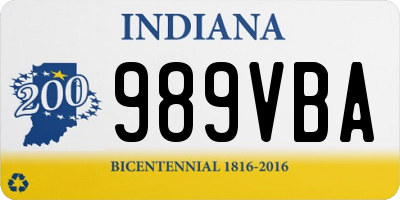 IN license plate 989VBA