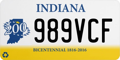 IN license plate 989VCF