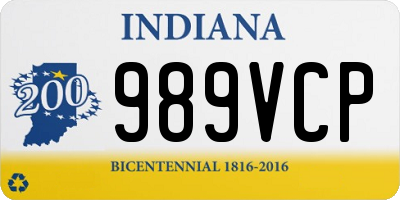 IN license plate 989VCP