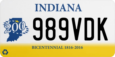 IN license plate 989VDK