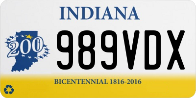 IN license plate 989VDX