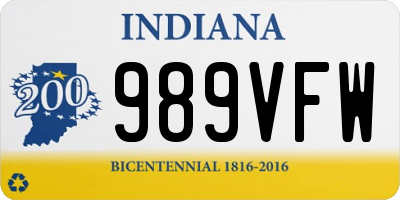 IN license plate 989VFW