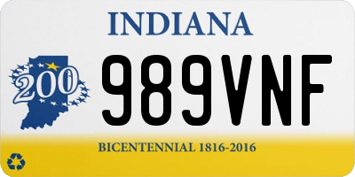 IN license plate 989VNF