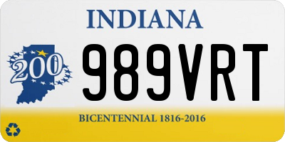 IN license plate 989VRT