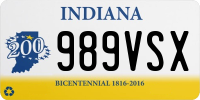 IN license plate 989VSX