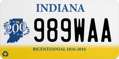 IN license plate 989WAA
