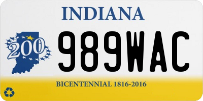 IN license plate 989WAC