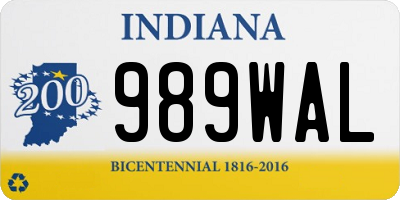 IN license plate 989WAL