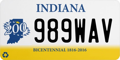 IN license plate 989WAV