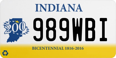 IN license plate 989WBI