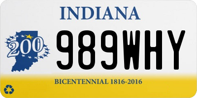 IN license plate 989WHY