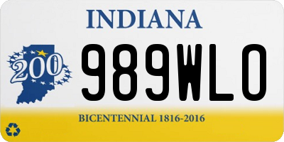 IN license plate 989WLO