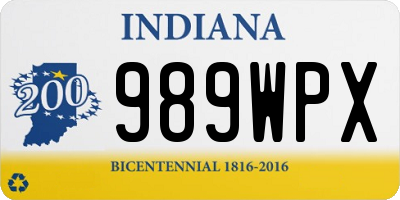 IN license plate 989WPX
