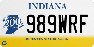IN license plate 989WRF