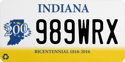 IN license plate 989WRX